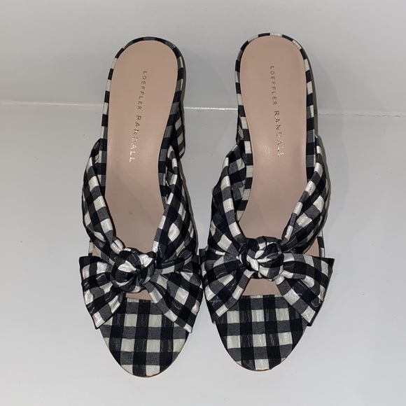 Loeffler Randall Coco Knotted Gingham Mules - Picture 2 of 6